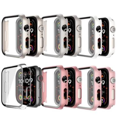 Imagem de Pacote com 6 protetores de tela de vidro temperado para Apple Watch séries 10 9 8 7 6 5 4 3 2 1 FE Ultra 38 mm, 40 mm, 41 mm, 42 mm, 44 mm, 45 mm, 46 mm, 49 mm, fina, resistente a arranhões, capa