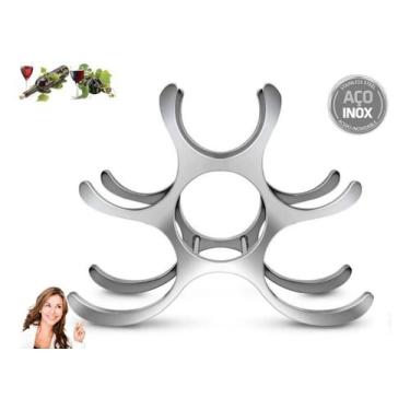Imagem de Adega De Mesa Suporte Para Vinhos 6 Garrafas Em Aço Inox Top YK01 - Un