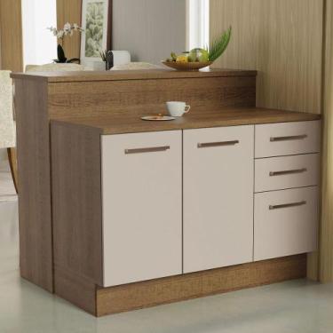 Imagem de Ilha de Cozinha com Bancada e Balcão 120 cm Agata Madesa, Rustic/Crema