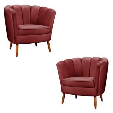 Imagem de Kit 2 Poltronas Decorativa Ariel Petala com Pés de Madeira Star Confor