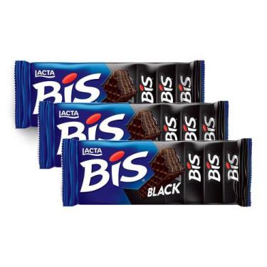 Imagem de Chocolate BIS Lacta Black ao Leite 100,8g  Kit com três unidades