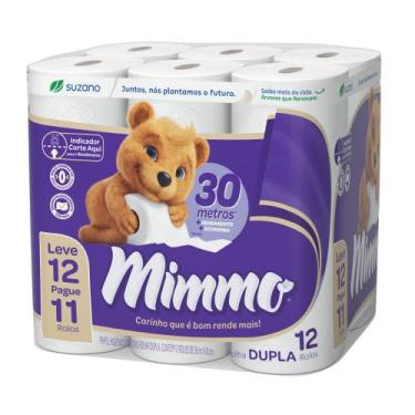 Imagem de Papel Higiênico Mimmo Folha Dupla 12 Rolos de 30 Metros Leve 12 Pague 