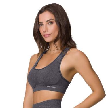 Imagem de Top Sem Costura Sem Bojo Sport Fitness Selene De Microfibra, Preto, G