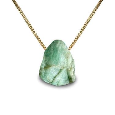 Imagem de Colar Amuleto de Esmeralda - Cristal Natural, Banho Ouro 18k