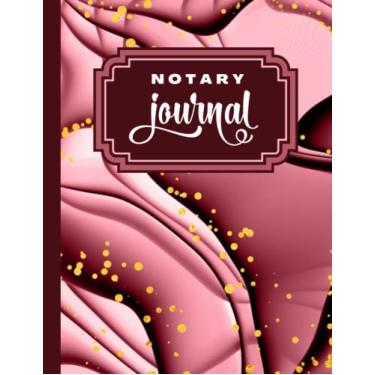 Imagem de Notary Journal: 8.5x11 Large Notarial Logbook/With 200 Numbered Pages - Two Record Logs Per Page / 400 Records/Ledger Book Gift For Signing Agents/Rose Gold Burgundy Abstract 3D Art