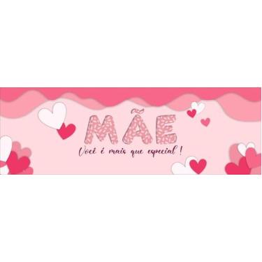 Imagem de Faixa Banner em Lona Feliz Dia das Mães Melhor Mãe do Mundo Flores Bor