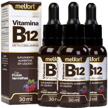 Imagem de Vitamina B12 Metilcobalamina Em Gotas 3 Frascos De 30ml  Rápida Absorç