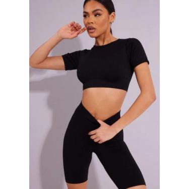 Imagem de Short Legging Cintura Alta Diluxo Bermuda Ciclista, P, Preto