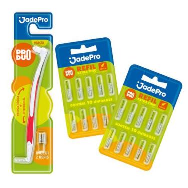Imagem de Kit 1 Escova Interdental Inclui 2 Refil + 2 Cartela de Refil para Esco