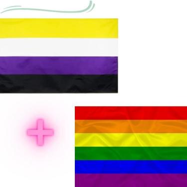 Imagem de KIT- 1 Bandeira NÃO BINÁRIO + 1 Bandeira GAY - Max Bandeiras