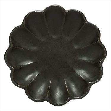 Imagem de うつわ魯庵 Placa Mino Ware 555-0046 Kaneko Komohei Linka, prato médio, preto, flores ajoelhadas, diâmetro aprox. 17 cm, seguro para micro-ondas e lava-louças, feito no Japão