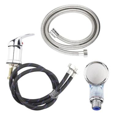 Imagem de UPIQNG Torneira de cama de xampu com mangueira de 120 cm, pulverizador portátil para lavagem de cabeça de chuveiro, torneira de cabelo, xampu, cama, cadeira, lavatório, válvula misturadora, torneira