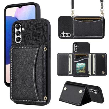 Imagem de Furill Capa de telefone para Samsung Galaxy A55 5G capa carteira com alça de ombro transversal e porta-cartão de crédito de couro bolso fino flip bolsa suporte acessórios para celular A 55 55A A555G