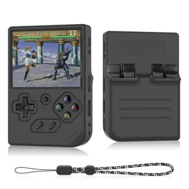 Imagem de Capa de silicone compatível com Anbernic RG35XX Plus, capa protetora de silicone antiarranhões, lavável e à prova de choque para RG35XX Plus com cordão - preta