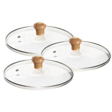 Imagem de Jogo Tampa de Vidro para Panelas e Frigideiras 18, 20 e 24 cm - Okaysh