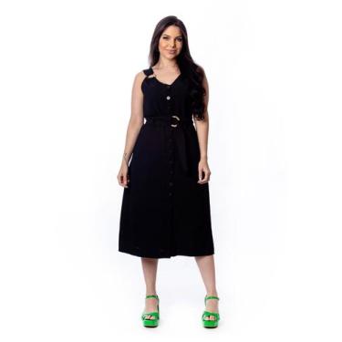 Imagem de Vestido Midi Social Com Cinto - RESTRITO JEANS, 40, Preto