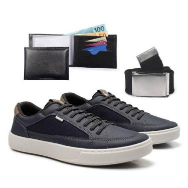 Imagem de Kit Sapatenis Casual Masculino Com Carteira e Cinto Conforto Dia a Dia