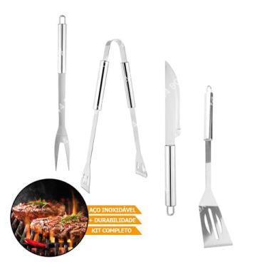 Imagem de Kit Churrasco Clink 4 Peças Garfo, Faca, Pinça e Espátula