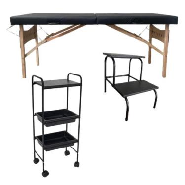 Imagem de Kit Maca Dobrável Maleta Portátil + Carrinho suporte+ Escada - HENVIFE