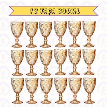 Imagem de 18 Taça Diamante de Vidro Ambar Metalizada 330ML Eventos - Class Home,
