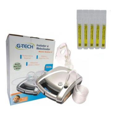 Imagem de Inalador Nebulizador NebCom Super Flow Plus + Soro Fisiológico G-tech