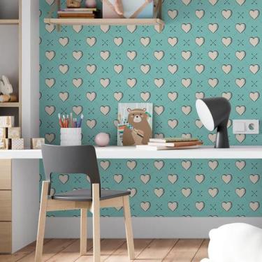Imagem de Papel De Parede Adesivo Corações Azul N06152 0,58X3,00M - Adesivo BR