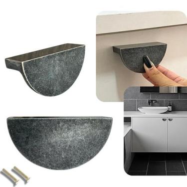 Imagem de Kit 8 Puxador de Gaveta Moderno/ Meia Lua Metal Prata Velho - Compras 