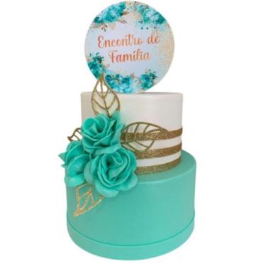 Imagem de Bolo Fake Floral Verde Água - Catavento Festa Dos Sonhos