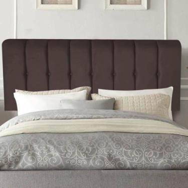 Imagem de Painel Estofada Kiara 90cm Solteiro Box Quarto Suede Marrom - Gat Maga