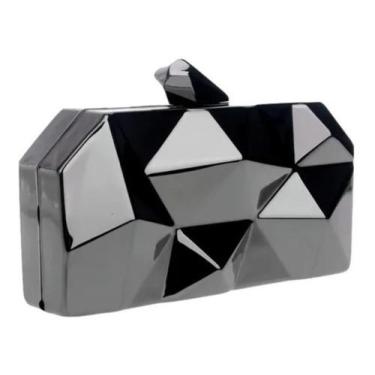 Imagem de Clutch Festa Prata Dourada Rosê Preta Metal Geométrica - Nicbolsa, Pre