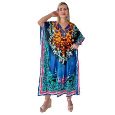 Imagem de Vestido Kaftan Indiano Longo Estampado Plus Size - Cod. 18065 - ALÉCI 