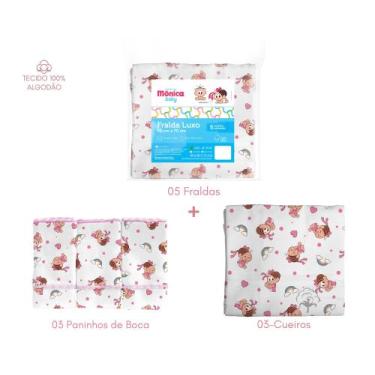 Imagem de Kit enxoval fralda de pano+paninho de boca+cueiro turma da mônica inco