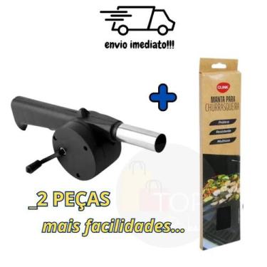 Imagem de Kit Churrasco Premium: Manta Antiaderente + Soprador de Fogo - CLINK