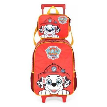 Imagem de Kit Mochila Rodinha Patrulha Canina Lancheira 2025 Vermelho - Luxcel