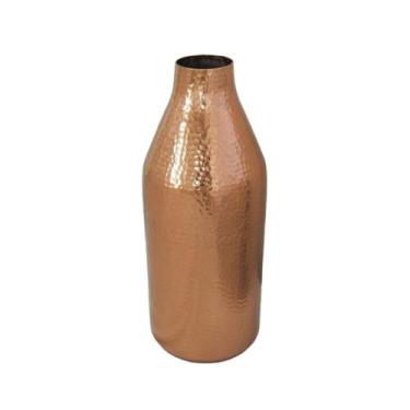 Imagem de Vaso Garrafa Medio Metal Rose Gold Textura Martelada Luxo - LUXdécor