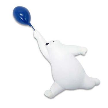Imagem de Escultura Decorativa Urso Brincando Balão Azul Luxo - LUXdécor Casa e 