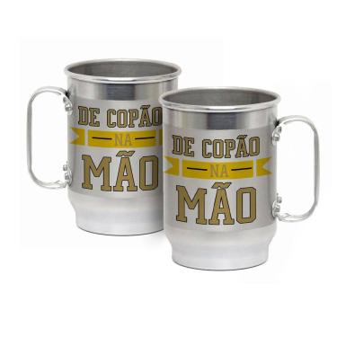 Imagem de Caneca Alumínio c/ Faixa Fosca 600ML De Copão Na Mão
