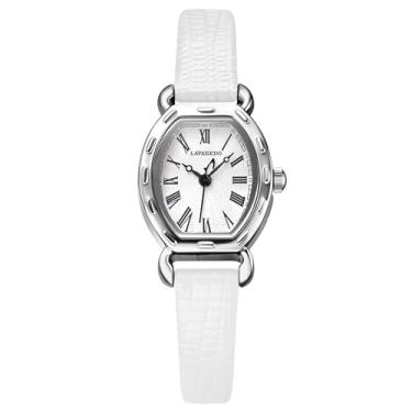 Imagem de Bomieux Relógios para mulheres, moda feminina relógio de couro quadrado feminino relógios femininos quartzo relógio analógico presente de aniversário/Natal para mulheres/meninas, Prateado, branco,