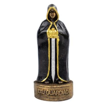 Imagem de Escultura Exu Guardião Preto e Dourado Resina 10 cm - Lua Mística - 10