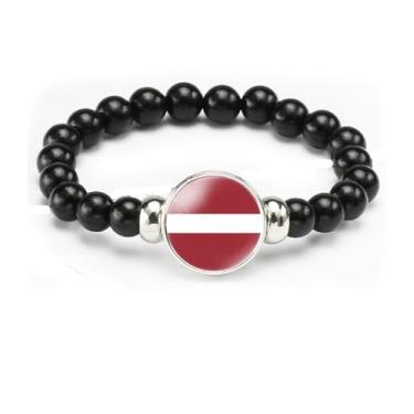 Imagem de vmcoatdu Pulseira de bandeira nacional com contas de corda elástica apoia seu país viagem lembrança presentes para homens e mulheres, One size, Liga metálica, Vidro