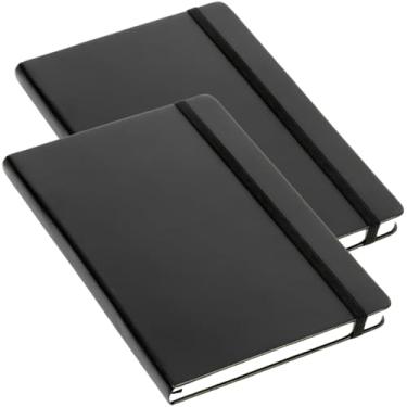 Imagem de Kit 2 Caderneta Para Anotações Capa Dura Pautada ou Sem Pauta com Elastico A5 80 Folhas Marca CALMFY (Pautada)