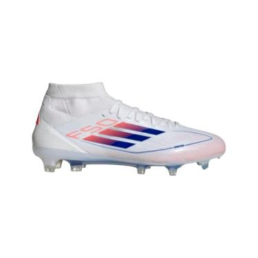Imagem de adidas Tênis feminino F50 Pro Mid Football Boots Firm Ground, Branco/azul lúcido, vermelho solar, 40