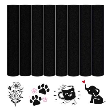 Imagem de HTVSTD Vinil de Transferência de Calor Flocado - 8 Folhas 12 * 10" Preto Htv Vinil de Passar A Ferro para Camisetas Compatível com Cricut/Silhoutte Cameo