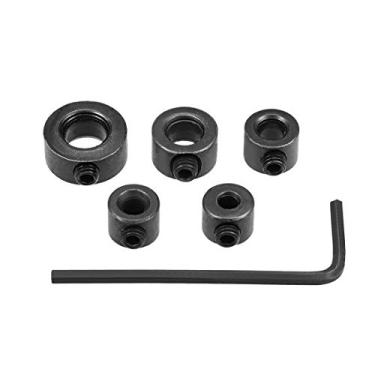 Imagem de Conjunto de furadeira Uxcell 3 mm, 4 mm, 5 mm, 6 mm, 8 mm I.D. Com chave hexagonal de aço carbono para conjunto de parafusos, mandril, brocas de madeira, suporte de profundidade, preto, 5 peças