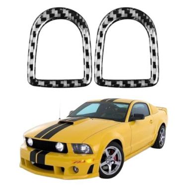 Imagem de IKUESM Compatível com Ford Mustang GT 2005-2009 S197 Acessórios de fibra de carbono interior da fechadura da porta do carro Pin Knob guarnição quadro adesivo decoração decalque capa(Black)