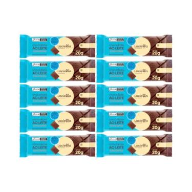 Imagem de Kit com 10 Tabletes de Chocolate ao Leite Crocante Zero Açúcar de 20g cada - Laciella