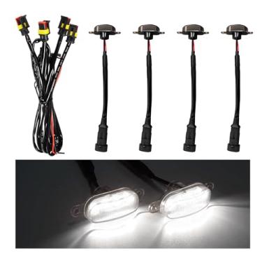 Imagem de Dickno 4 peças de luzes de grade de carro, luzes LED âmbar brilhante com chicote de fiação, lâmpadas de acabamento frontal à prova d'água, lâmpadas de grade externa de veículos compatíveis com F150