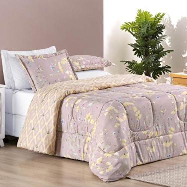 Imagem de Edredom Casal Padrão Bouti Dupla Face 3 Peças - Lavanda - Bia Enxovais