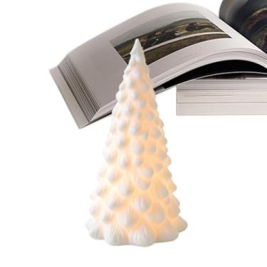 Imagem de Árvore de Natal de cerâmica branca com luzes, árvores de Natal de cerâmica que acendem,Pequena árvore de natal com luzes - Ornamento de cerâmica artificial, suprimentos para festas, decorações exclusi