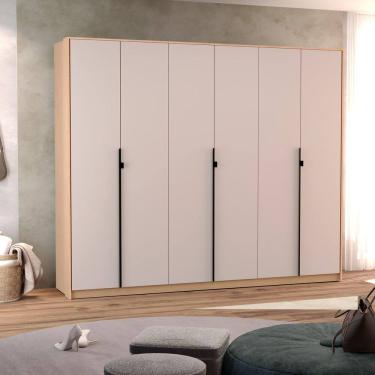 Imagem de Guarda Roupa Casal 6 Portas Hefesto Carvalho Marrom/Off White